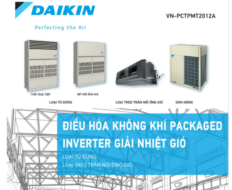 ĐIỀU HÒA KHÔNG KHÍ PACKAGED INVERTER GIẢI NHIỆT GIÓ LOẠI TỦ DỨNG, TREO TRẦN NỐI ỐNG GIÓ